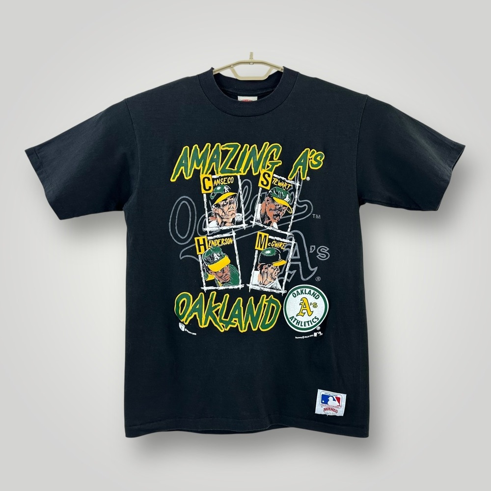 VTG Nutmeg Oakland Athletics Shirt Mens Large MLB‎ Baseball Stewart Canseco 1991